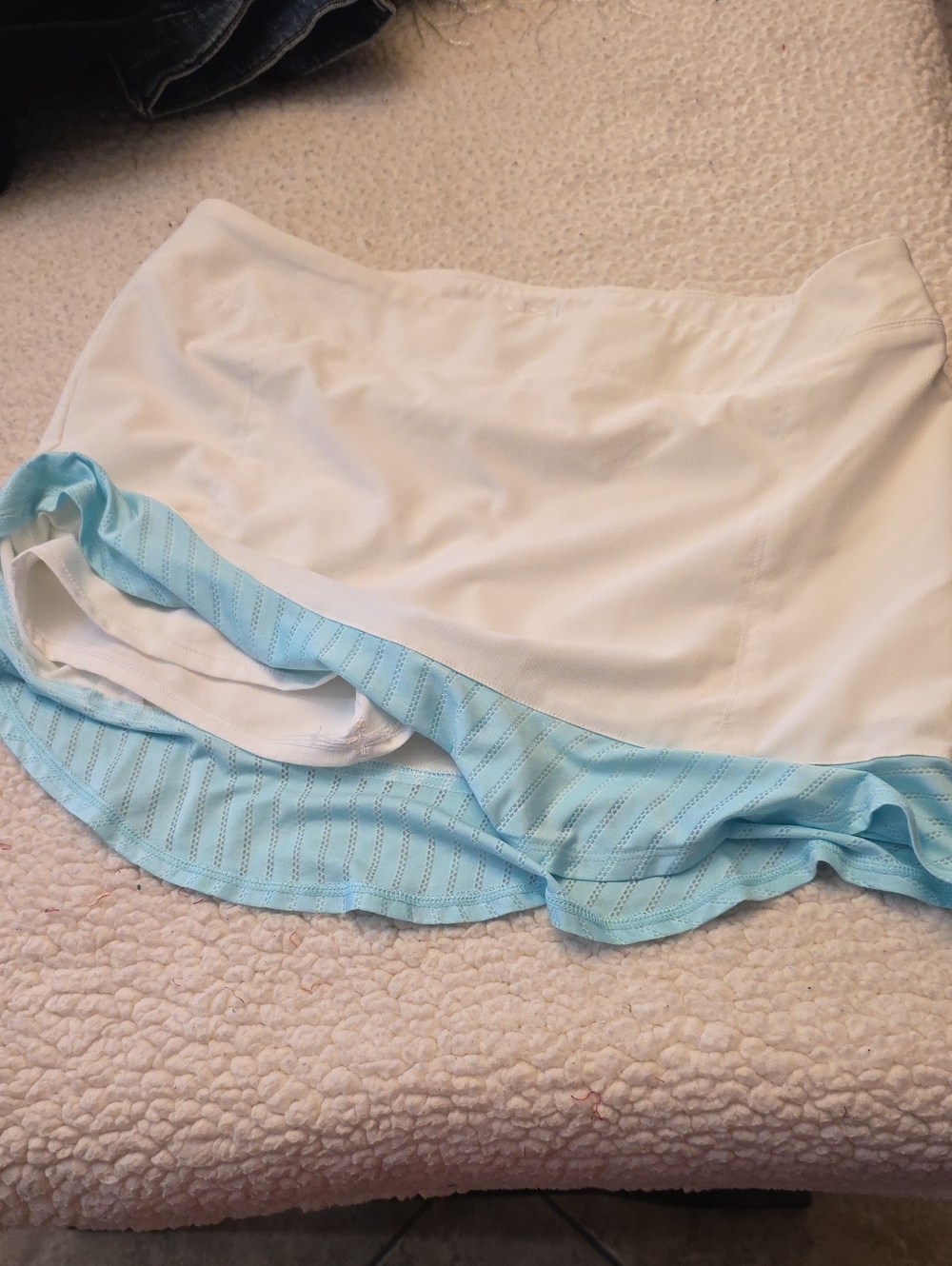 adidas White Athletic Skort with Light Blue Trim